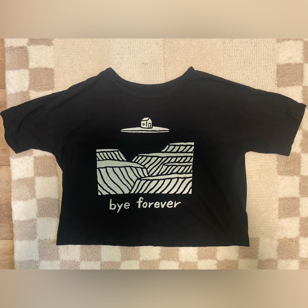 Stay home club, cropped bye forever tee. Black.